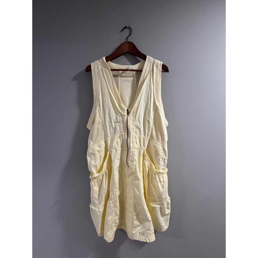 Daily Practice Anthropologie Mini Dress Zip Front Mesh Size XL Yellow Womens - Picture 5 of 10